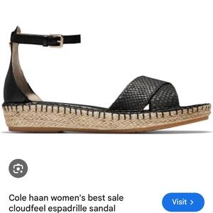 Cole Haan Woven Ankle Strap Espadrille in Black
